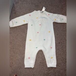 Little Me White Footie with Colorful Dots